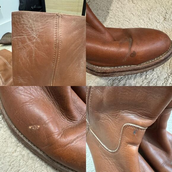 frye campus 12d brown leather pull on riding boots western vintage made in usa - Picture 7 of 8